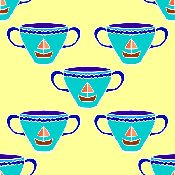 无缝模式与茶杯. — 图库矢量图片