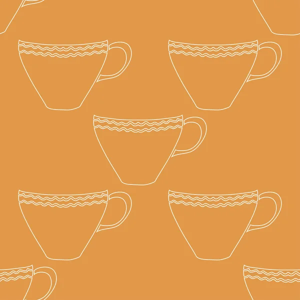 Naadloze patroon met thee cups. — Stockvector