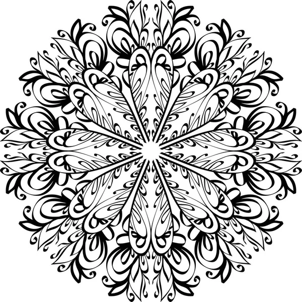 Mandala Pattern Black White Drawing — Stockvektor