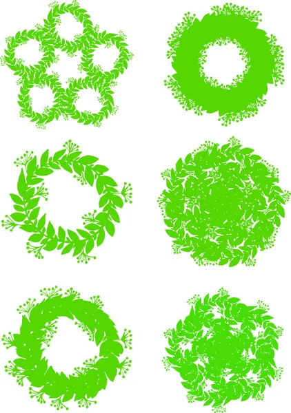 Beyaz Arkaplanda Izole Edilmiş Yeşil Süs Çelenkleri — Stok Vektör