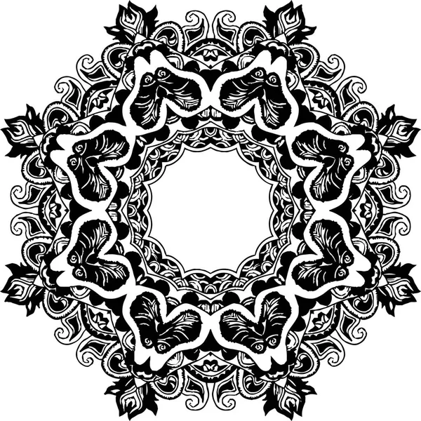 Ornament schwarzes Mandala. — Stockvektor