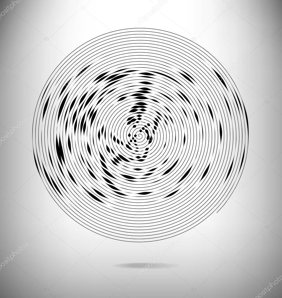 abstract round spiral pattern. black and white illustration 