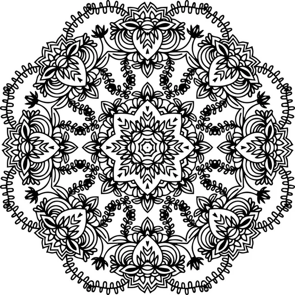 Adorno mandala negro . — Vector de stock