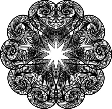 Süslü siyah mandala.