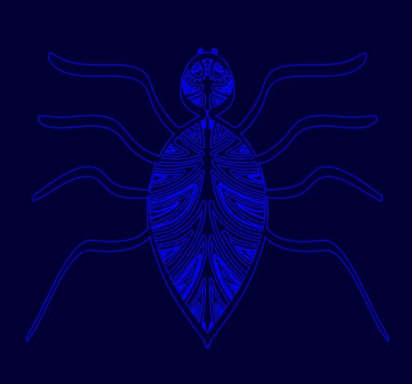 Met Hand Getekend Insect Illustratie Met Ornament Geïsoleerd Donkere Achtergrond — Stockvector