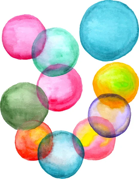 Watercolor Hand Drawn Colorful Bubbles Isolated White Background — Image vectorielle