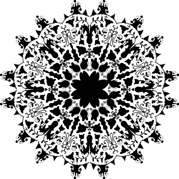 Ornament zwarte mandala. — Stockvector