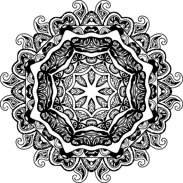 Ornament zwarte mandala. — Stockvector