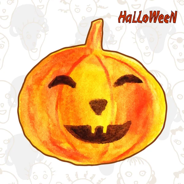 Halloween Pumpkin Face Happy Autumn Illustration — Stock vektor