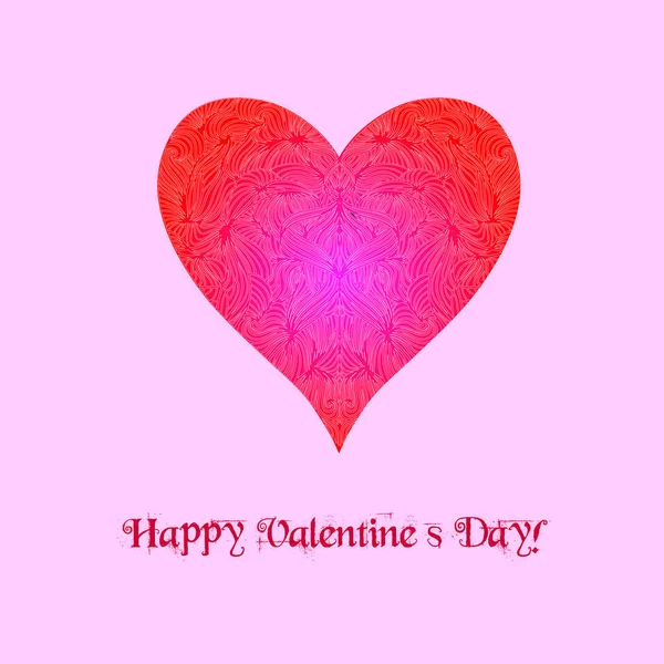 Happy Valentine Day Card Big Ornament Heart — Stockový vektor