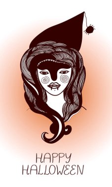 Canavar suratlı mutlu Cadılar Bayramı kartı