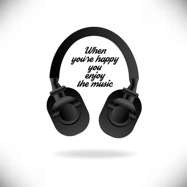 Headphones with quote — Stock Vector