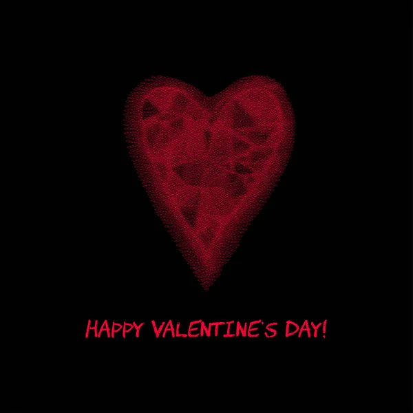 Red Heart Icon Black Background Happy Valentine Day — Vettoriale Stock