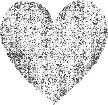 Beyaz arka planda noktalı kalp