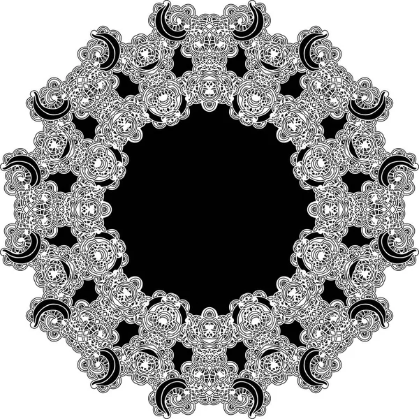 Ornamento mandala nero . — Vettoriale Stock