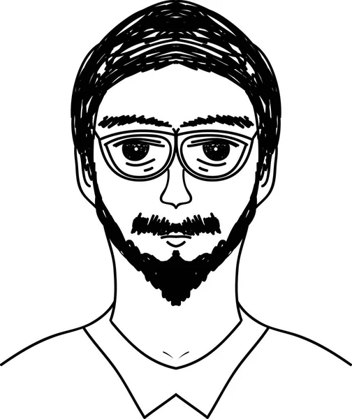 Hombre con gafas, ilustración vectorial dibujada a mano — Archivo Imágenes Vectoriales