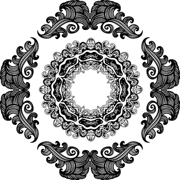 Ornamento mandala nero . — Vettoriale Stock