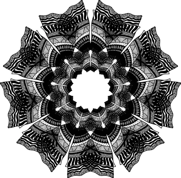 Ornament zwarte mandala. — Stockvector