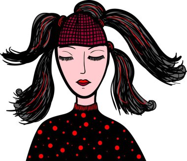 Vektör moda kızı portresi.