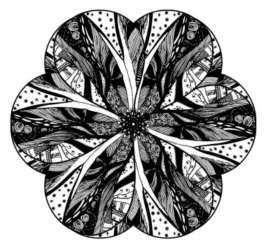 Süslü siyah mandala.