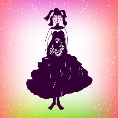 Vektör moda kızı portresi.