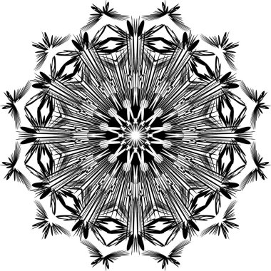 Elle çizilmiş karalama şekli. Dekoratif mandala. Baskı, greting kartları, yetişkin boyama kitabı, davetiyeler, tekstil, dövme için tasarım ögesi.