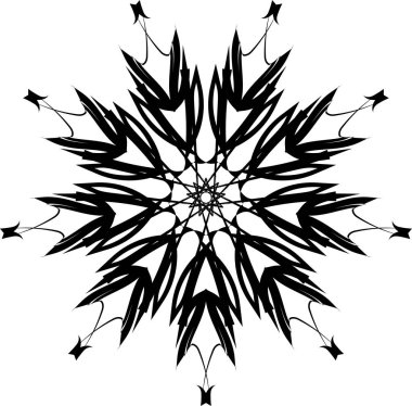 Elle çizilmiş karalama şekli. Dekoratif mandala. Baskı, greting kartları, yetişkin boyama kitabı, davetiyeler, tekstil, dövme için tasarım ögesi.