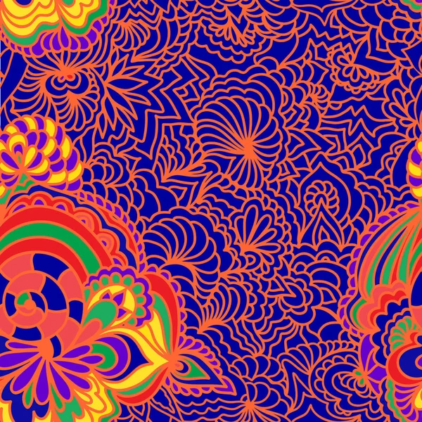 Abstrakte Nahtlose Muster Mit Handgezeichneten Bunten Floralen Doodles Vektorillustration — Stockvektor