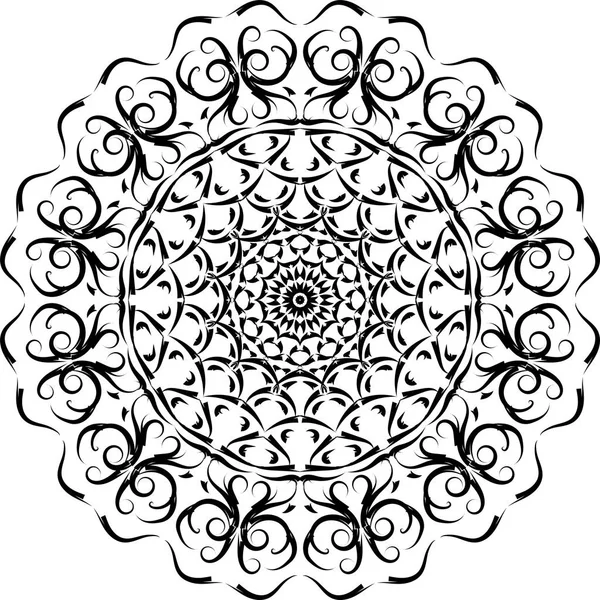 Hand-drawn doodle pattern. Decorative mandala. Design element for prints, greting cards, adult coloring book, invitations, textile, tattoo. — 스톡 벡터