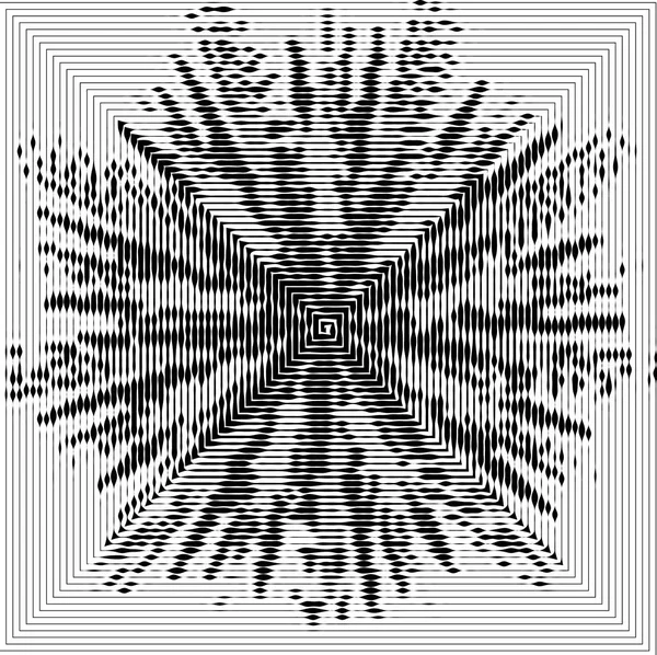 Gestreiften dynamischen chaotischen dunklen Hintergrund. Abstraktes Muster. Grafisches Element. Bewegungseffekt. Optische Täuschung. — Stockvektor