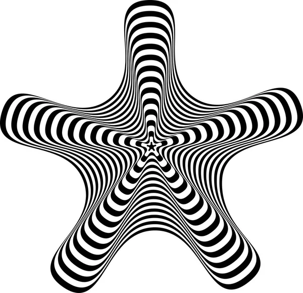 Abstract twisted black and white background. Optical illusion of distorted surface. Twisted stripes. Stylized 3d texture. Vector illustration. — 스톡 벡터