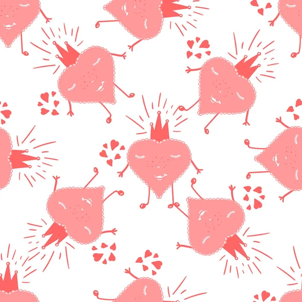 Ημέρα του Αγίου Βαλεντίνου σχεδιασμός με καρδιές. Απρόσκοπτη σκιαγράφηση, καρδιακό μοτίβο. Αφηρημένο φόντο Αγίου Βαλεντίνου — Διανυσματικό Αρχείο