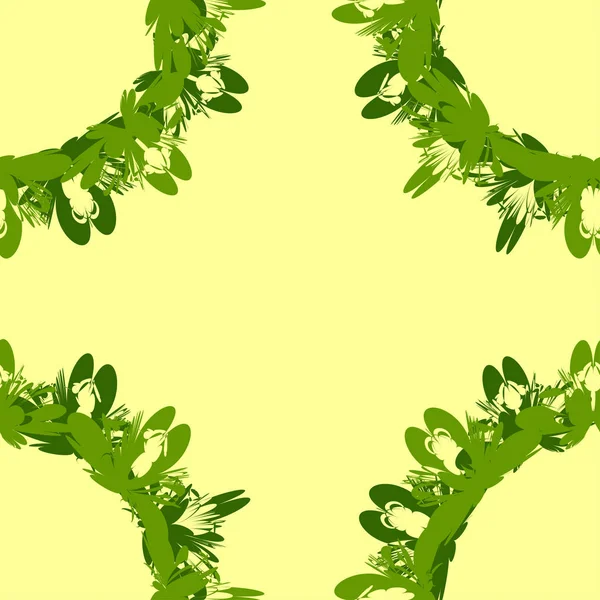 Abstract frame with green wreaths — 스톡 벡터