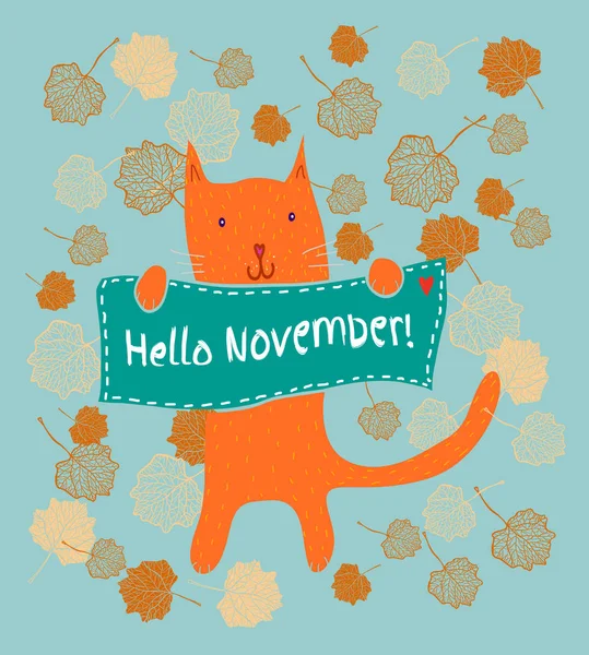 Hello november banner . — стоковый вектор