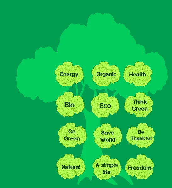 Cartão decorativo com árvores verdes e espaço vazio para texto . — Vetor de Stock