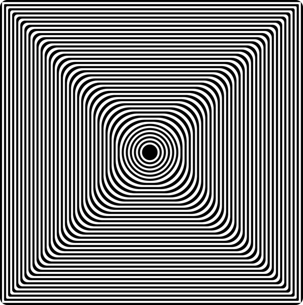 Abstracte gedraaide zwart-wit achtergrond. Optische illusie van vervormd oppervlak. Geometrische patroon. — Stockvector