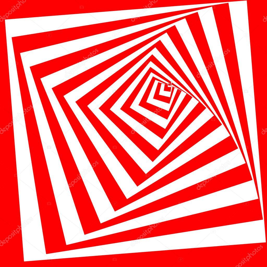 Abstract twisted optical illusion of distorted surface. Twisted stripes. Stylized 3d tunnel.