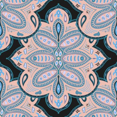 Parlak süslü öğelerinin arka plan sorunsuz. Dekoratif desen. Renkli mandala süsler.