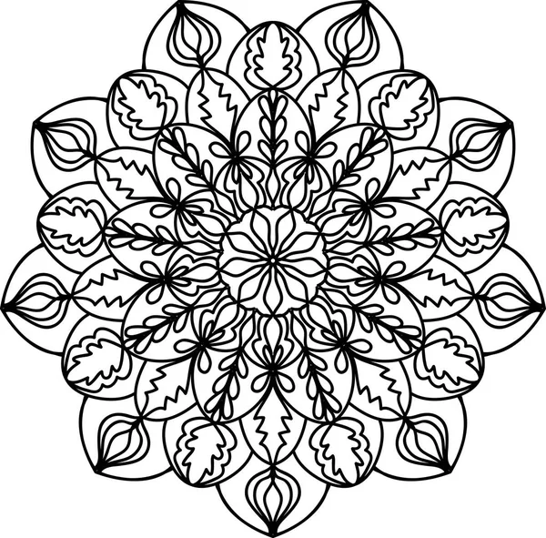 Flocon de neige décoratif en dentelle. Mandala motif rond ornement . — Image vectorielle