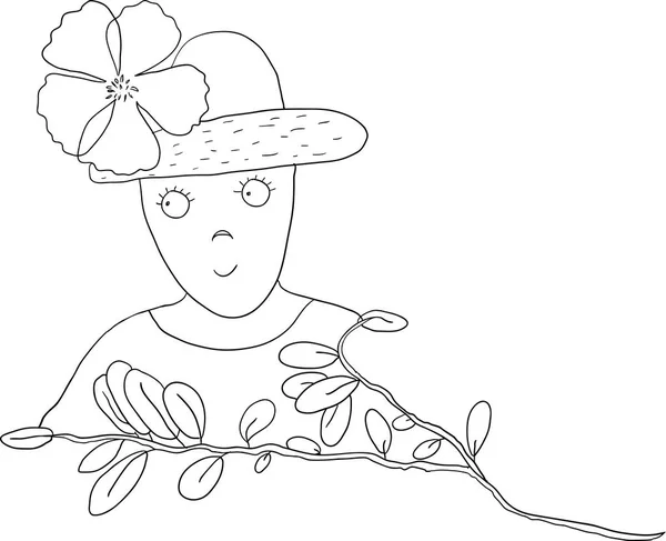 Bałwan z kapeluszem i gałęzią — Wektor stockowy