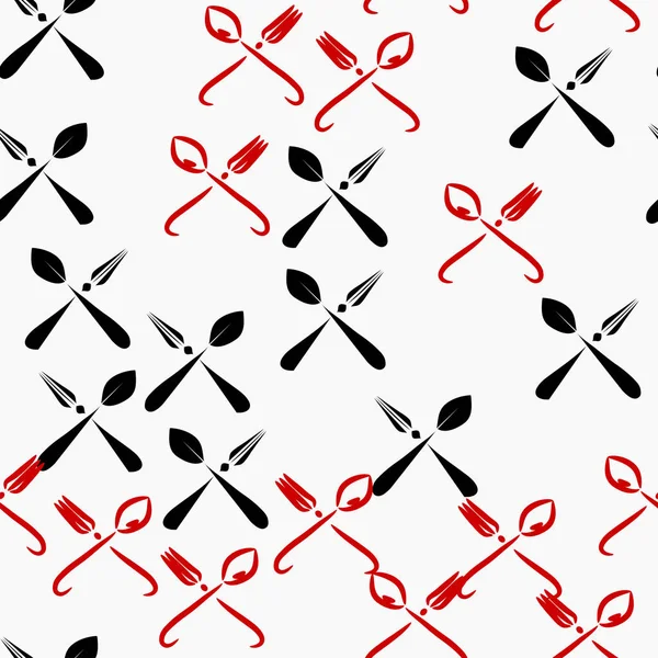 Seamless Pattern Crossed Fork Knives Vector Illustration — Stockvektor