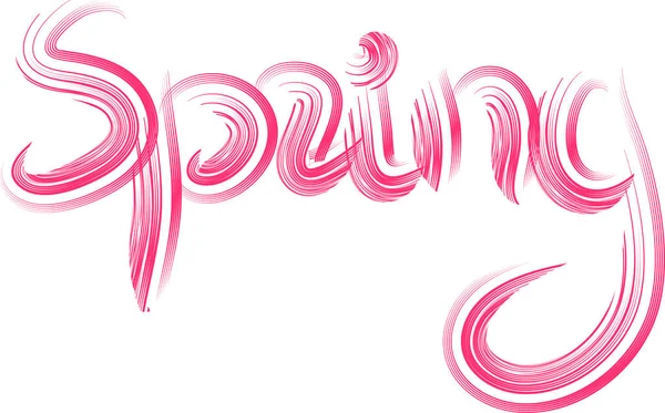 Vector Illustration Lettering Spring White Background Pink Text — ストックベクタ