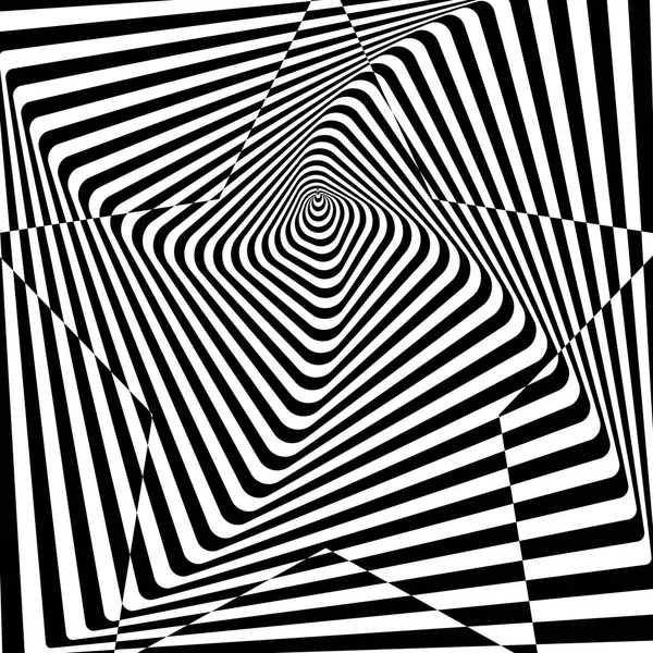 Abstract twisted background. Optical illusion of distorted surface. Twisted stripes. Stylized 3d tunnel. — Stock Vector