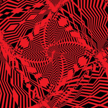 Soyut siyah ve beyaz arka plan bükülmüş. Bozuk yüzey optik yanılsama. Çarpık çizgili. Vektör çizim.