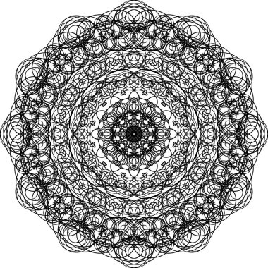 Mandala desen. Beyaz zemin üzerinde bir dairede Doodle süsleme.