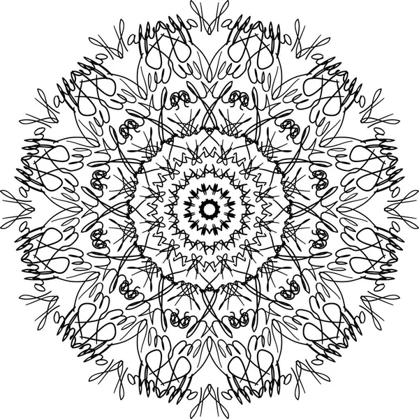 Mandala desen. Beyaz zemin üzerinde bir dairede Doodle süsleme. — Stok Vektör