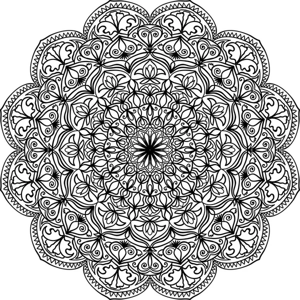 Mandala mönster. Doodle prydnad i cirkel på vit bakgrund. — Stock vektor