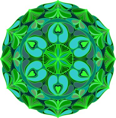 Mandala. Daire şeklinde dekoratif süs deseni. Klasik dekoratif unsur. Hint, Arap motifleri.