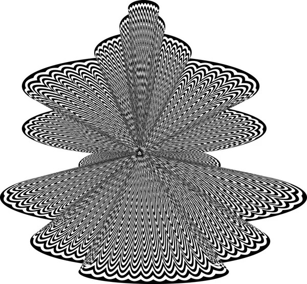 Abstraktní zvrácený černobílý tvar. Optická iluze zkresleného povrchu. Zkroucené zaoblené pruhy. — Stockový vektor