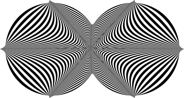Forme abstraite torsadée en noir et blanc. Illusion optique de surface déformée. Rayures arrondies torsadées . — Image vectorielle